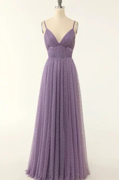 A Line Long Bridesmaid Dress with Ruffles