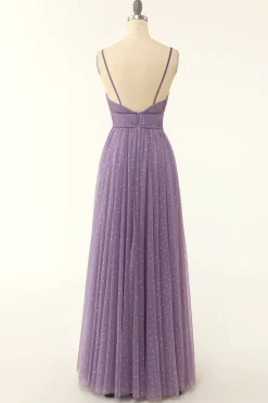 A Line Long Bridesmaid Dress with Ruffles