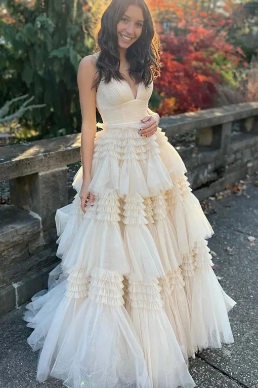 A Line Red Spaghetti Straps Princess Prom Dress with Slit