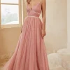 A Line Spaghetti Straps Bridesmaid Dress with Ruffles