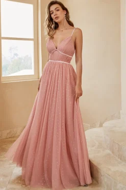 A Line Spaghetti Straps Bridesmaid Dress with Ruffles