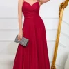 A Line Spaghetti Straps Burgundy Long Bridesmaid Dress