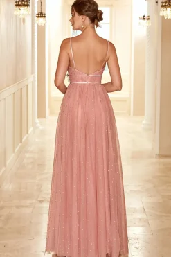 A Line Spaghetti Straps Bridesmaid Dress with Ruffles