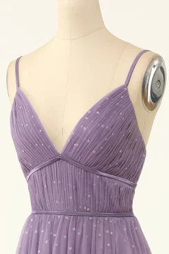 A Line Spaghetti Straps Bridesmaid Dress with Ruffles