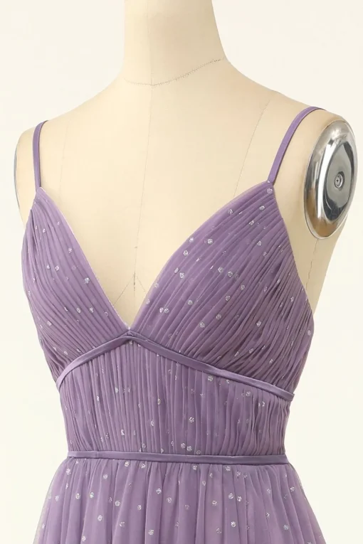 A Line Spaghetti Straps Bridesmaid Dress with Ruffles