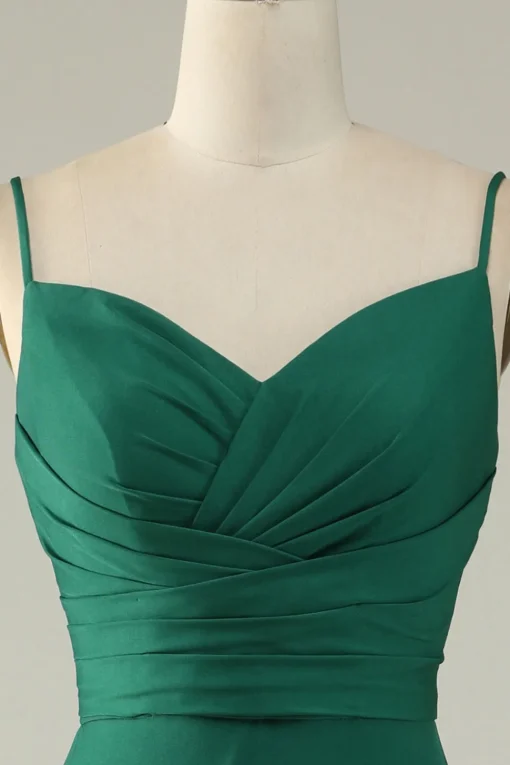 A Line Spaghetti Straps Burgundy Long Bridesmaid Dress