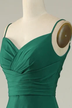 A Line Spaghetti Straps Burgundy Long Bridesmaid Dress