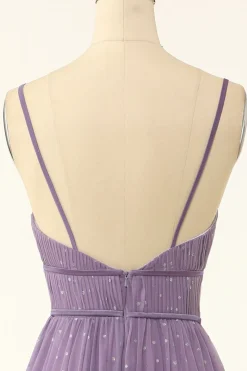 A Line Spaghetti Straps Bridesmaid Dress with Ruffles