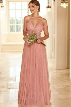 A Line Spaghetti Straps Bridesmaid Dress with Ruffles