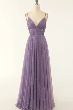 A Line Spaghetti Straps Bridesmaid Dress with Ruffles