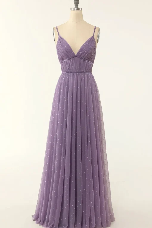 A Line Spaghetti Straps Bridesmaid Dress with Ruffles