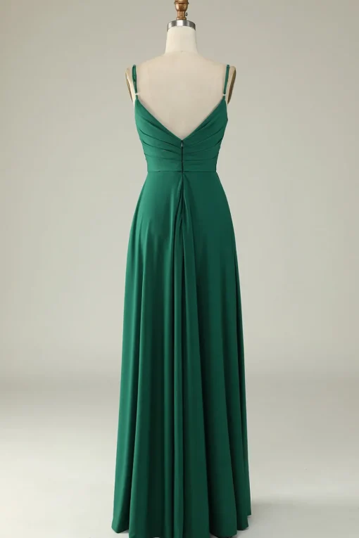 A Line Spaghetti Straps Burgundy Long Bridesmaid Dress