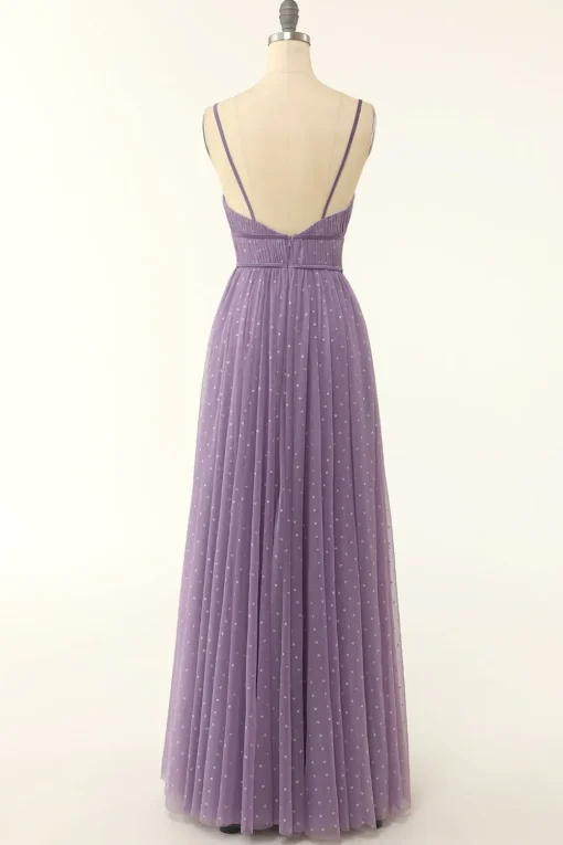 A Line Spaghetti Straps Bridesmaid Dress with Ruffles