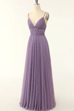 A Line Spaghetti Straps Bridesmaid Dress with Ruffles