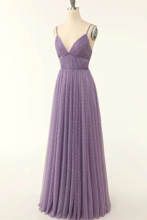 A Line Spaghetti Straps Bridesmaid Dress with Ruffles