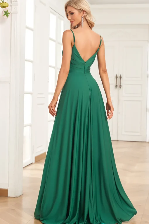 A Line Spaghetti Straps Burgundy Long Bridesmaid Dress