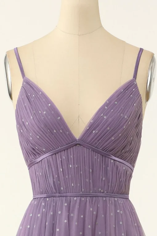A Line Spaghetti Straps Bridesmaid Dress with Ruffles