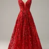 A Line Spaghetti Straps Princess Prom Dress with Criss Cross Back