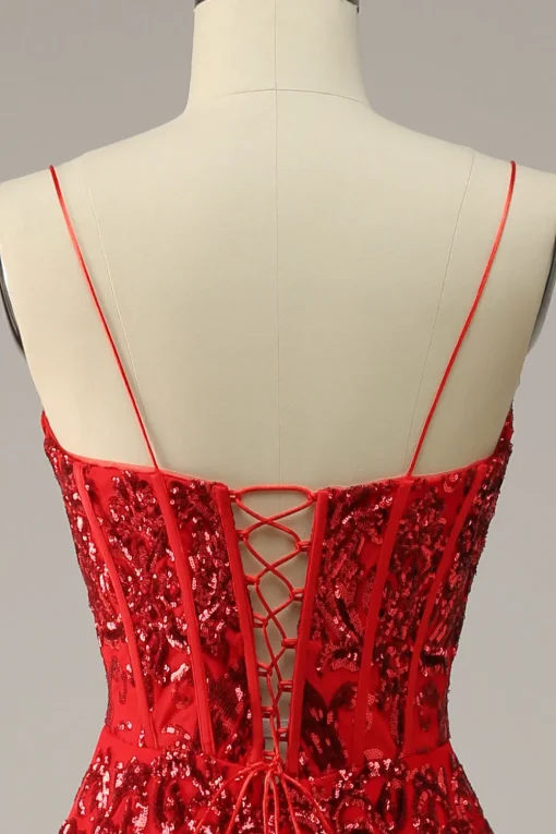 A Line Spaghetti Straps Princess Prom Dress with Criss Cross Back