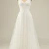 A Line Spaghetti Straps White Tulle Party Dress