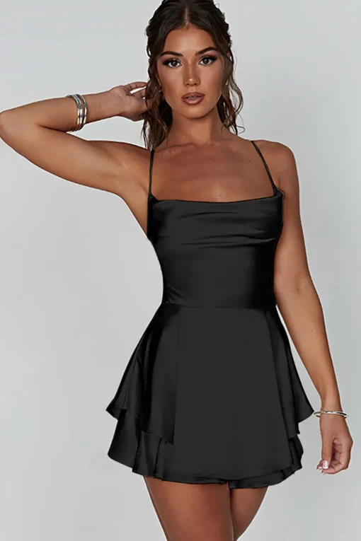 A Line Spaghetti Straps White Graduation Dress with Lace-up Back