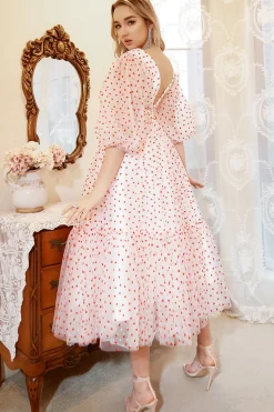 A Line Tulle Prom Dress with Hearts