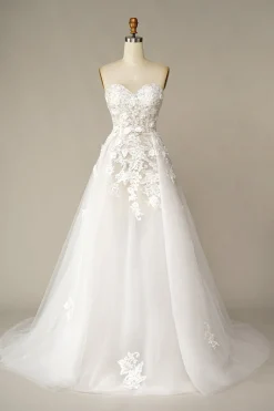 A Line Wedding Dress with Appliques