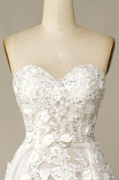 A Line Wedding Dress with Appliques