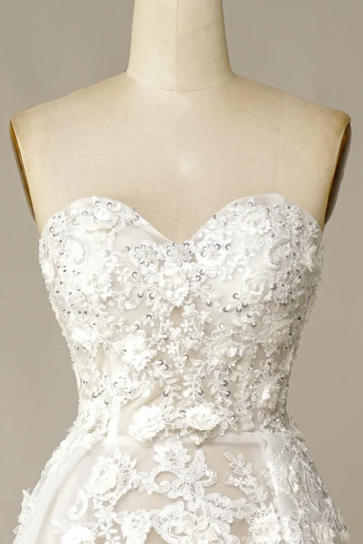 A Line Wedding Dress with Appliques