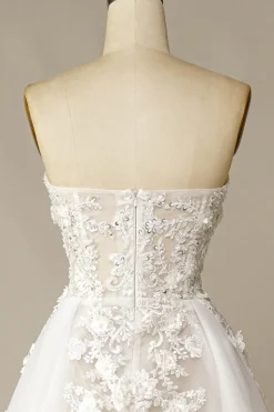A Line Wedding Dress with Appliques