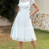 A Line White Lace Wedding Guest Party Dress
