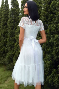 A Line White Lace Wedding Guest Party Dress