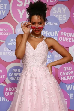 A-Line Pink Princess Prom Dress with Appliques