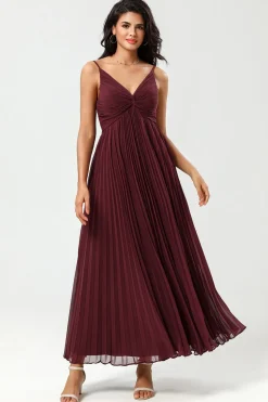 A-Line Sleeveless Burgundy Bridesmaid Dress