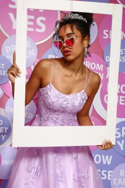 A-Line Spaghetti Straps Lavender Pricess Prom Dress with Appliques