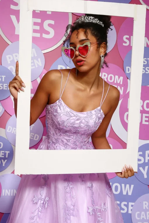 A-Line Spaghetti Straps Lavender Pricess Prom Dress with Appliques