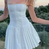 A-Line Spaghetti Straps Little White Mini Graduation Dress