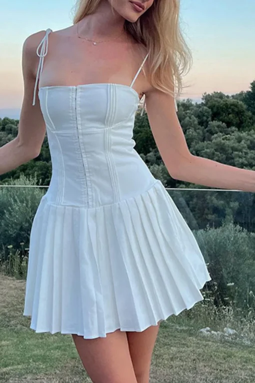 A-Line Spaghetti Straps Little White Mini Graduation Dress