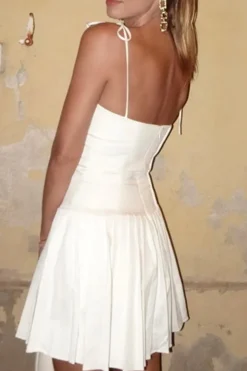 A-Line Spaghetti Straps Little White Mini Graduation Dress