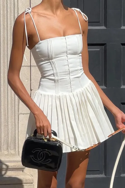 A-Line Spaghetti Straps Little White Mini Graduation Dress