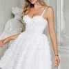 A-Line Spaghetti Straps Short Little White Graduation Dress