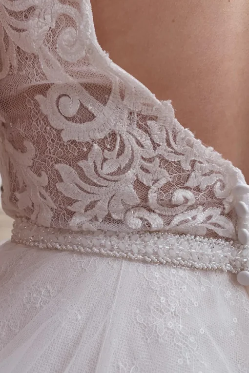 A-Line Tulle White Long Plus Size Wedding Dress with Beading