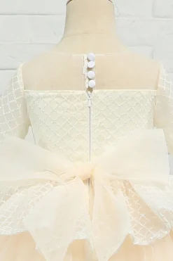Apricot High-low Flower Girl Dress with Bow
