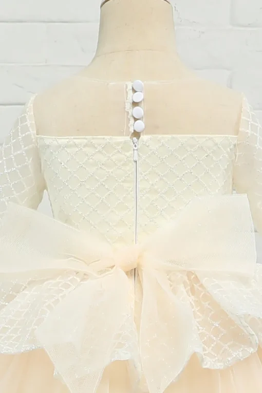 Apricot High-low Flower Girl Dress with Bow