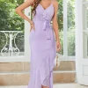 Asymmetrical Spaghetti Straps Lilac Formal Dress
