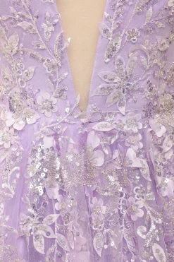 Beading A Line Lavender Prom Dress with Appliques