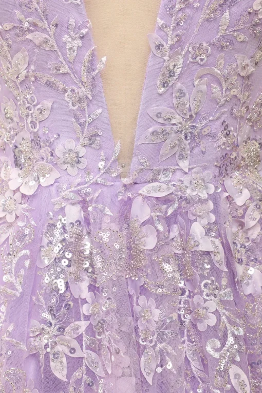 Beading A Line Lavender Prom Dress with Appliques