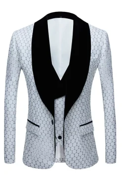 Biege Dots Jacquard 2 Piece Men's Prom Suits