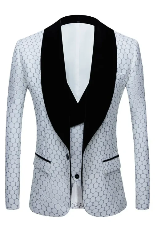 Biege Dots Jacquard 2 Piece Men's Prom Suits