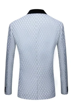 Biege Dots Jacquard 2 Piece Men's Prom Suits